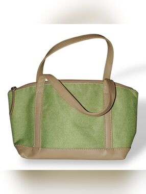 Estee Lauder Green Canvas Tote with Tan Trim